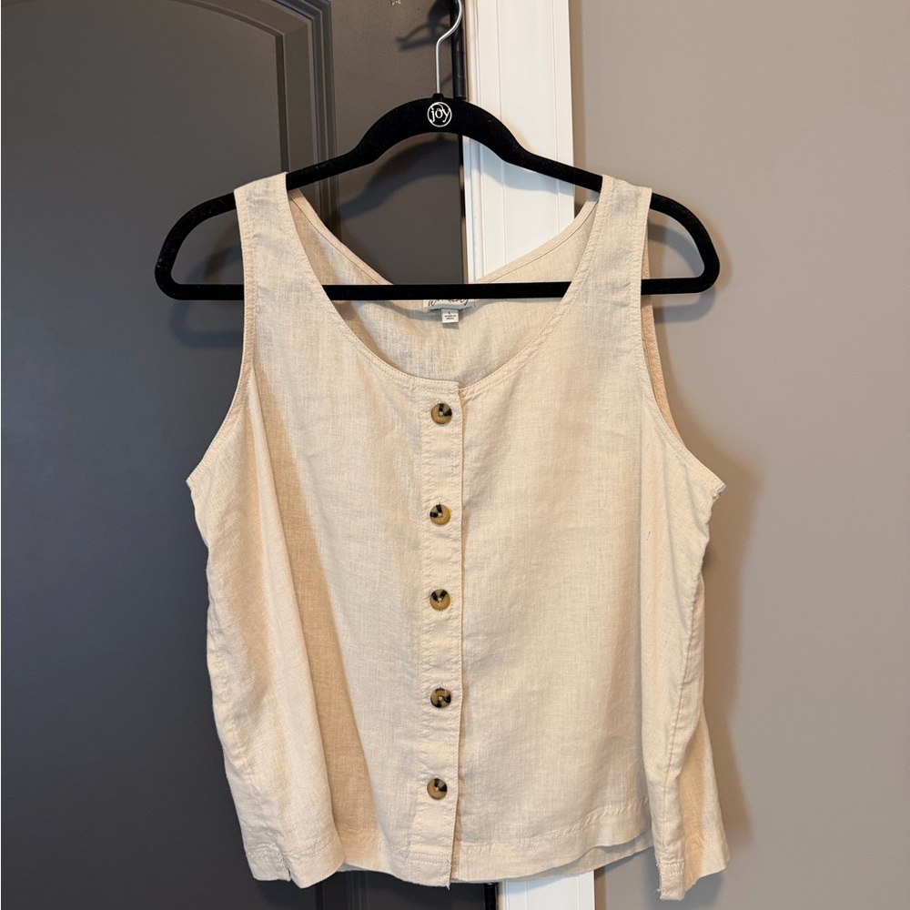 Wonderly Cream Button-Front Tank Top